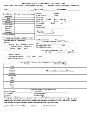 The file gives you a complete idea on how to structure your own form although you can use it as is to save time. Printable sports physical form for high school - Edit ...