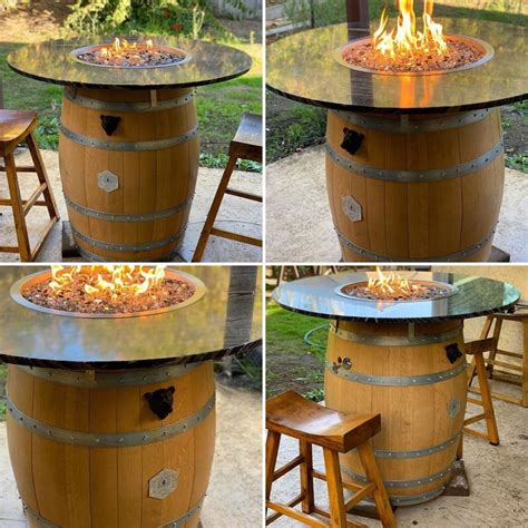 Burning Barrel S Country Home Rustic Wine Barrel Fire Pit Table Celestial Fire Glass Fire Pit