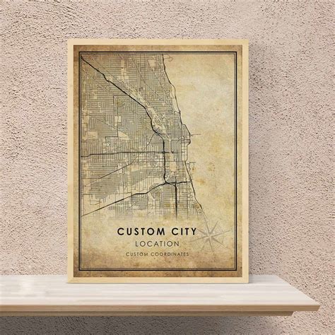 Custom Vintage City Map Print Wright Edison