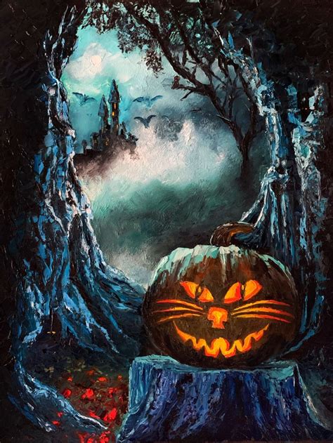 Mischiefs Eve Halloween Artwork Pumpkin Art Halloween Painting