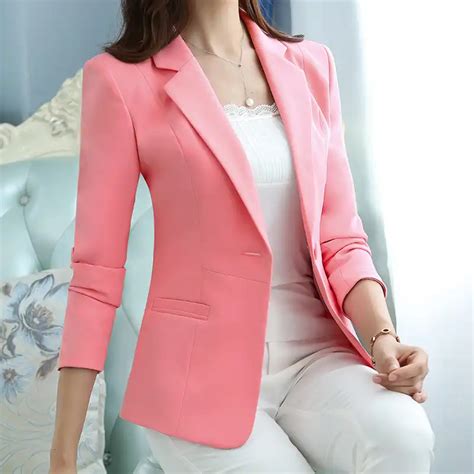 Peonfly Ladies Blazers New Fashion Single Button Blazer Women Suit