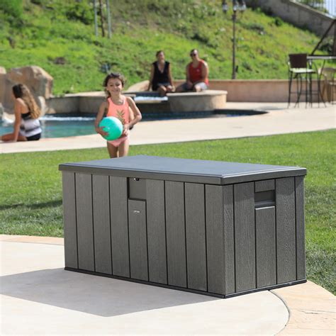 Lifetime 568 Litre Simulated Wood Look Outdoor Storage Deck Box Costco Uk