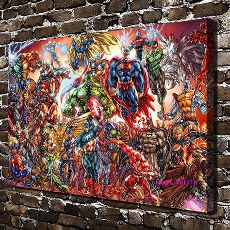 Dc Universe And Marvel Comics Canvas Painting Print Living Room Home