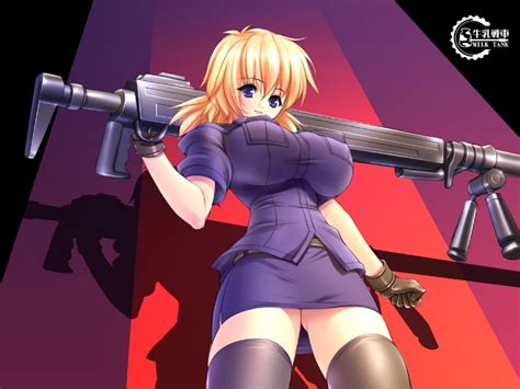 Seras Victoria Hellsing Anti Materiel Rifle Blonde Hair Blue Eyes Breasts Cannon Gloves