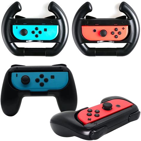 Skgames 2x Grips And 2x Lenkrad Für Nintendo Switch Joy Con Controller