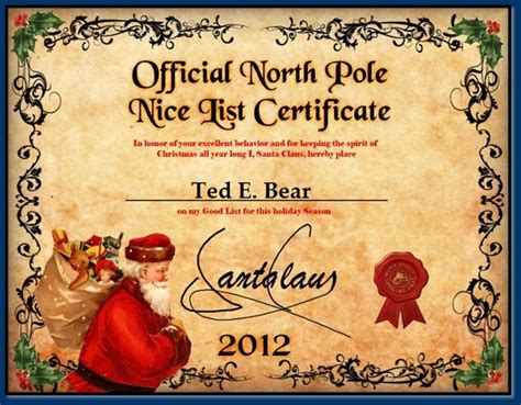 One sample of the greatest design from the good behavior certificate category. Nice List Certificate | Christmas | Pinterest