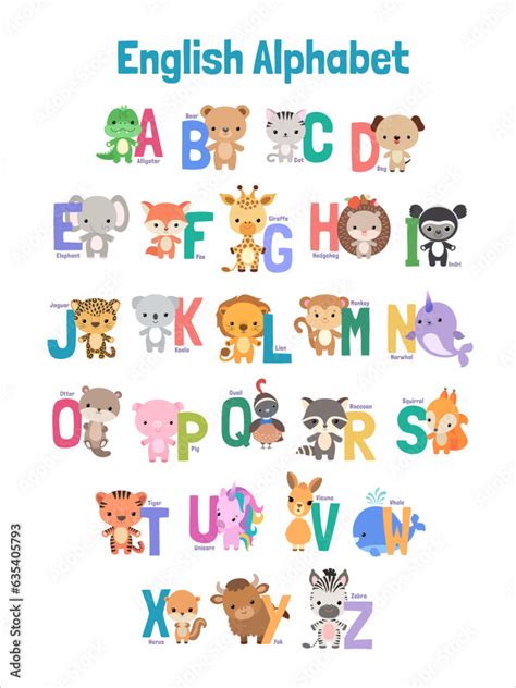 Animal Alphabet Vertical Poster For Preschool And Elementary Children