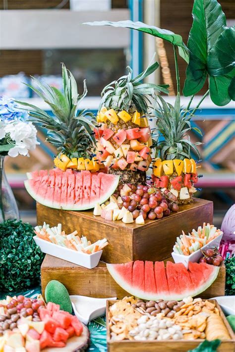 Tropical Food Pedestal From An Island Tropical Birthday Party On Karas