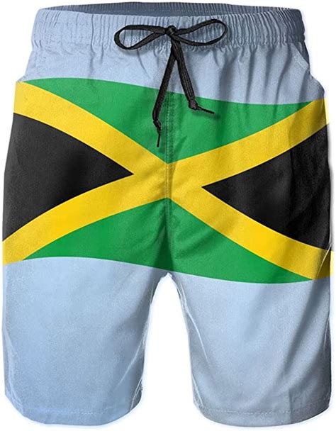 jamaica flag men s swim trunks quick dry beach shorts with pockets and mesh lining