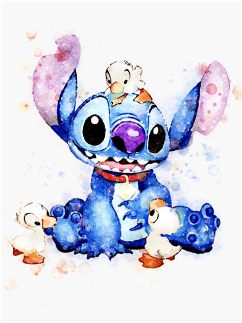 Stitch And Baby Ducks Watercolor Sticker For Sale By Neiperfofu