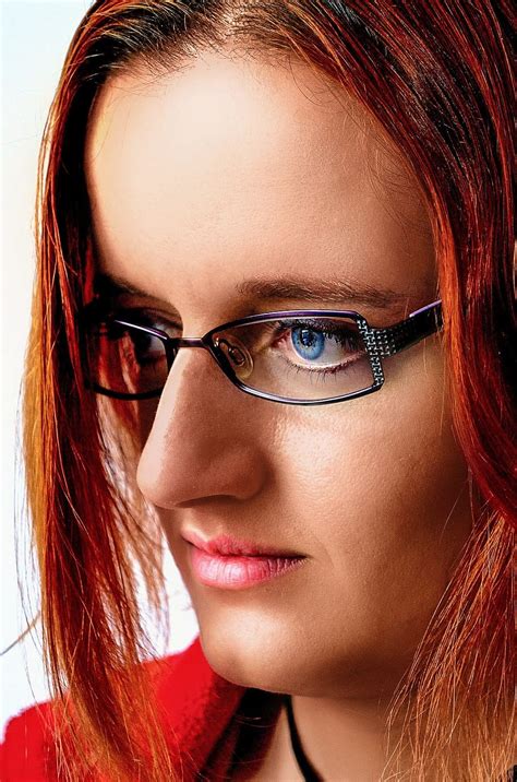 Free Download Woman Glasses Portrait Red Hair Red Straight Hair Short Hair Medium Hair