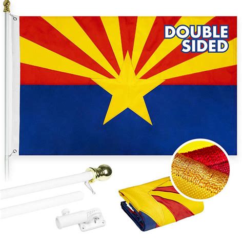 G128 6 Feet Tangle Free Spinning Flagpole White Arizona Double Sided