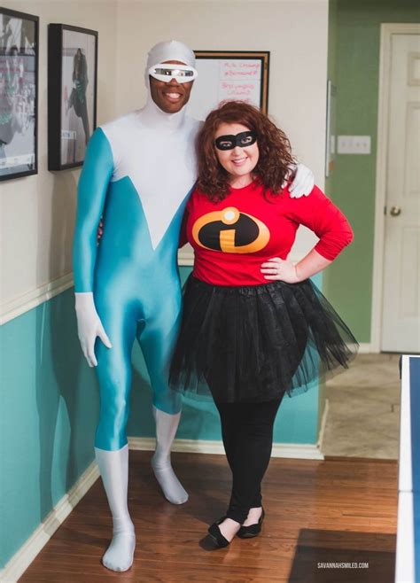 Incredible costumes what could be more incredible than a whole family dressed for the crisis in the same red jumpsuit with black trunks, boots, and gloves? Frozone + Mrs. Incredible | Diy superhero costume, Running costumes diy, Incredibles costume diy