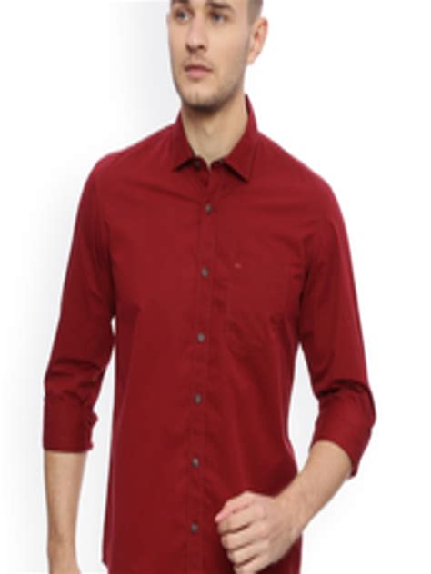Buy Basics Men Red Slim Fit Solid Casual Shirt Shirts For Men 2152882