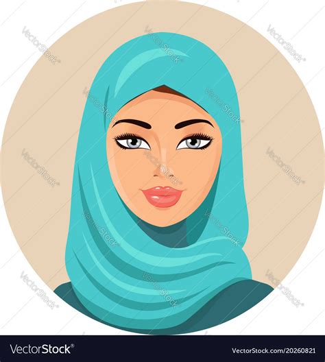 Muslim Arab Woman In Colored Hijab Arabian Vector Image