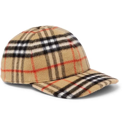 Lyst Burberry Checked Brushed Wool Baseball Cap In Brown For Men