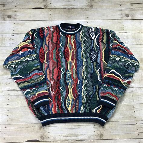 Vintage 90s Colorful Coogi Style Sweater Mens Size Xl 90s Fashion