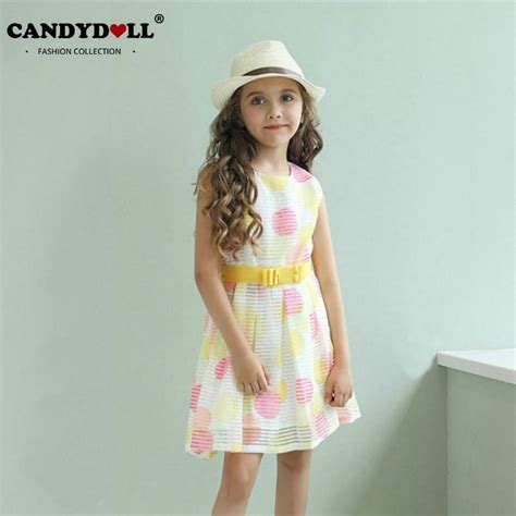 Candydoll Autumn Children Girls O Neck Sleeveless Dots Printing Dress