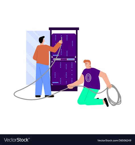 Connecting To Server Composition Royalty Free Vector Image