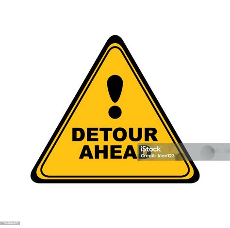 Detour Ahead Sign On White Background Stock Illustration Download