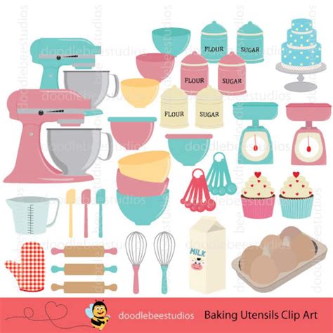 Baking Clipart Baking Utensils Clip Art Baking Equipment Etsy Uk