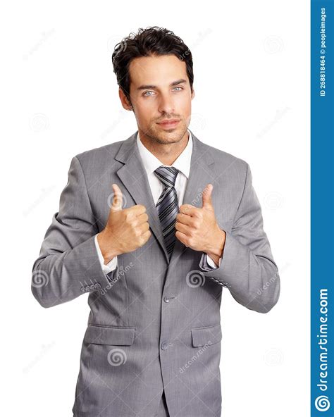 Good Job A Handsome Young Executive Giving You Two Thumbs Ups While