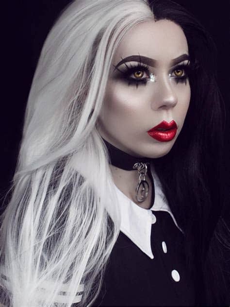 Half Black Half White Wavy Synthetic Lace Front Wig SNY093 ...