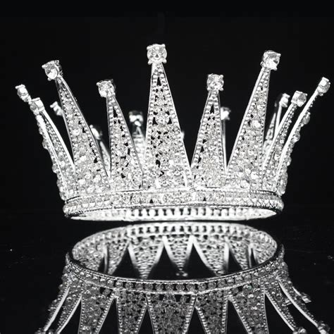King And Queen Zirconia Rhinestone Silver Gold Prom Wedding Crown Innovato Store
