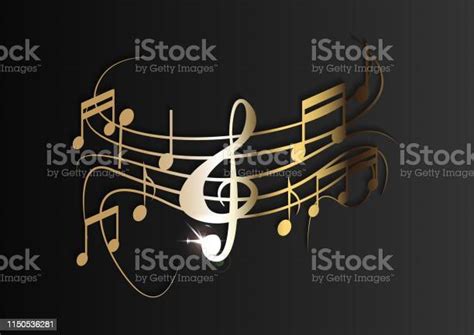 Gold Music Notes On A Solid Black Background Vector Stock Illustration