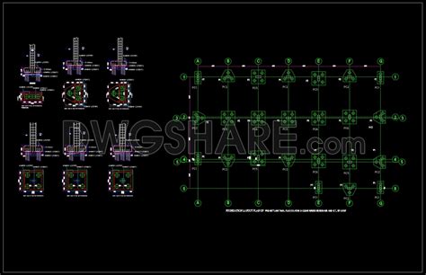 79autocad Drawings Of Pile Cap Layout And Sections Details For Download