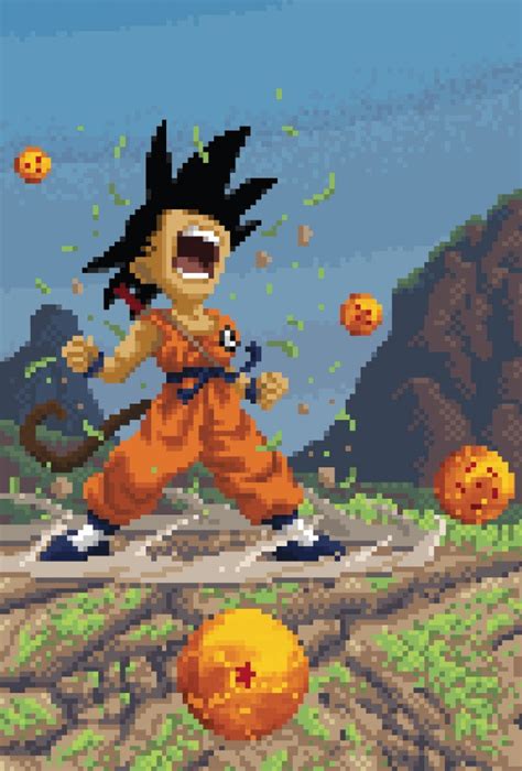 It premiered on fuji tv on april 5, 2009, at 9:00 am just before one piece and ended initially on march 27, 2011, with 97 episodes (a 98th episode. Goku :: Dragon Ball :: pixel art :: anime / funny pictures & best jokes: comics, images, video ...