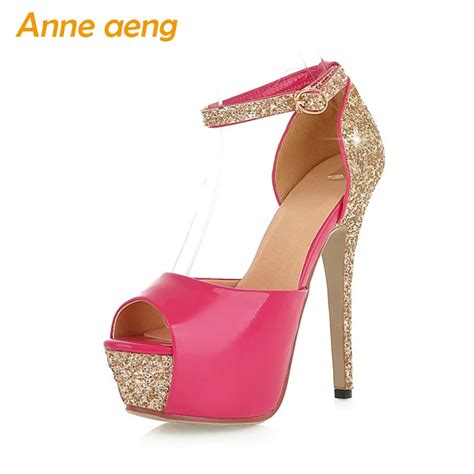 summer women sandals 13cm high heel bling platform shoes peep toe sex ladies wedding shoes