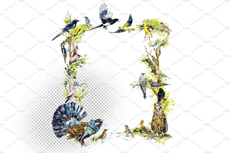 Watercolor forest birds. Frames. | Scrapbook designs, Watercolor, Hand painted