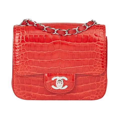 2011 Chanel Red Shiny Mississippiensis Alligator Leather Mini Flap Bag ...