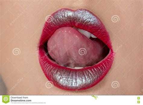 Licking Her Lips Stock Image Image Of Luxury Mouth 79907223