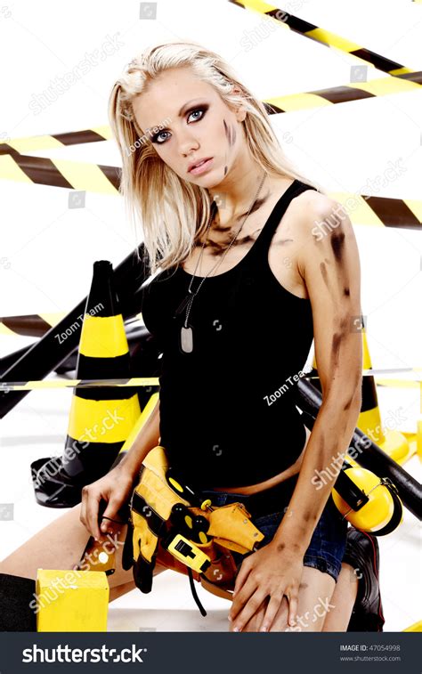 Sexy Blonde Female Construction Worker Stock Photo 47054998 Shutterstock