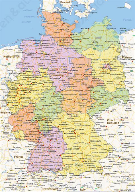 Duitsland Provincies Kaart Van Duitsland Vector Illustratie