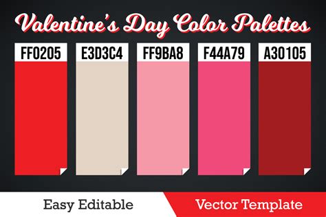 Valentines Day Color Palettes Vector Illustration Par Rodesign