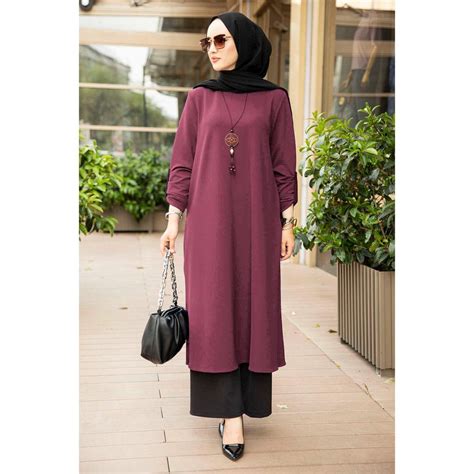 Buy Three Piece Muslim Womens Long Tunic With Necklace And Pant Muslim