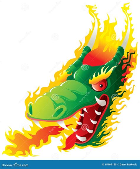 Dragon Head On Fire Stock Vector Illustration Of Sign 15409150