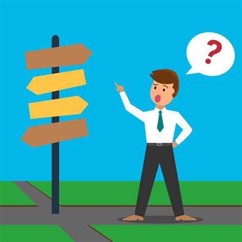 Confused Person Crossroads Standing Business Solution Concept