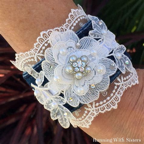 Lace And Denim Cuff Bracelet Running With Sisters