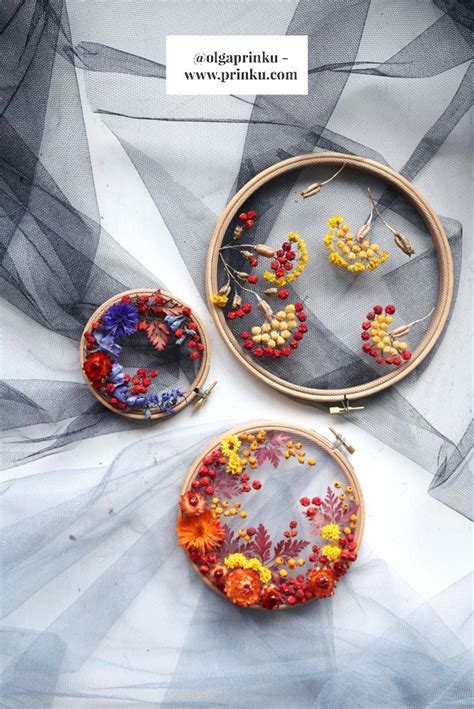 Dry Flowers On Tulle Embroidery Art By Olga Prinku Diy Embroidery