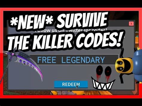Discover the codes or twitter button (base of the screen), click on it, type the code (better on the off chance that you reorder from our. *NEW* SURVIVE THE KILLER CODES! *ALL WORKING* 2020 Roblox - YouTube