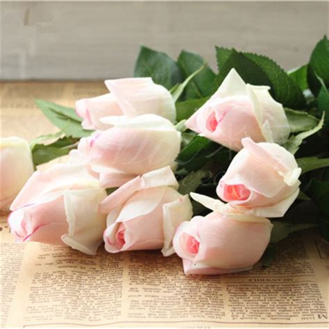 buy 10stems light blush real touch rose buds for wedding centerpieces silk