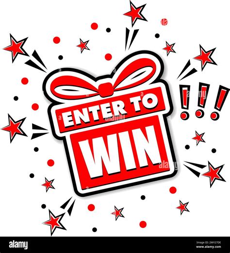Enter to win on gift box. Vector template on transparent background