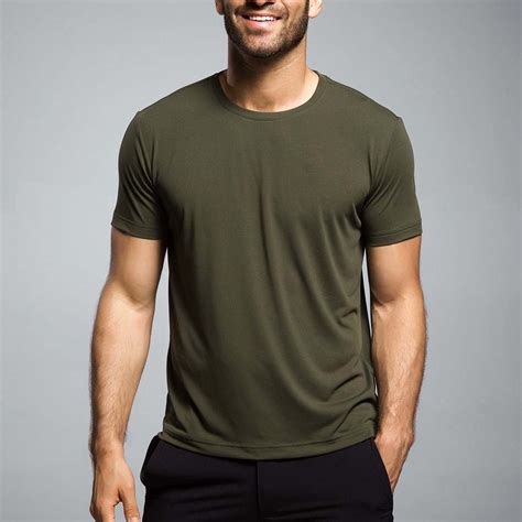 2018-new-products-95-cotton-5-spandex-men-s-fitness-plain-t-shirts-in-army-green-buy-plain-t