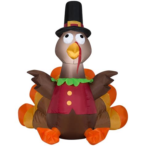 gemmy thanksgiving 6 ft turkey pilgrim lighted airblown inflatable 2004 w box