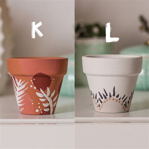 Set Of 3 Mini Boho Hand Painted Terracotta Clay Plant Pots Etsy Uk