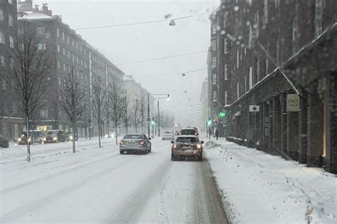 Helsinki Finland January 12 2021 Heavy Snowfall Hurricane Poor